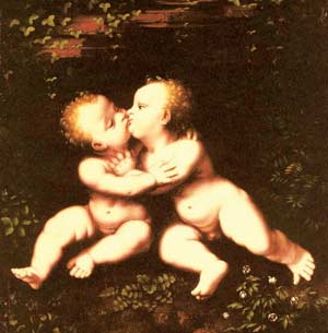 Holy Infants Embracing by Leonardo da Vinci