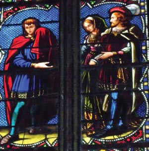 A troubadour shows John's head to the Occitan aristocrats