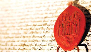 Pope Clement's seal on the Parchment of Chinon