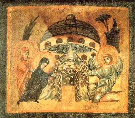 A fresco of XI century «Saucer at the Tomb of Jesus» with a Vitmana