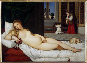Titian. Venus of Urbino. As a model – a famous courtesan and poet Veronica Franco